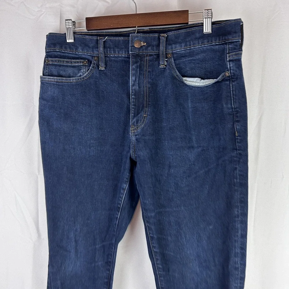 J.Crew Jeans Mens 35x34 Blue Dark Wash‎ Athletic Slim Flex Stretch Reimagined